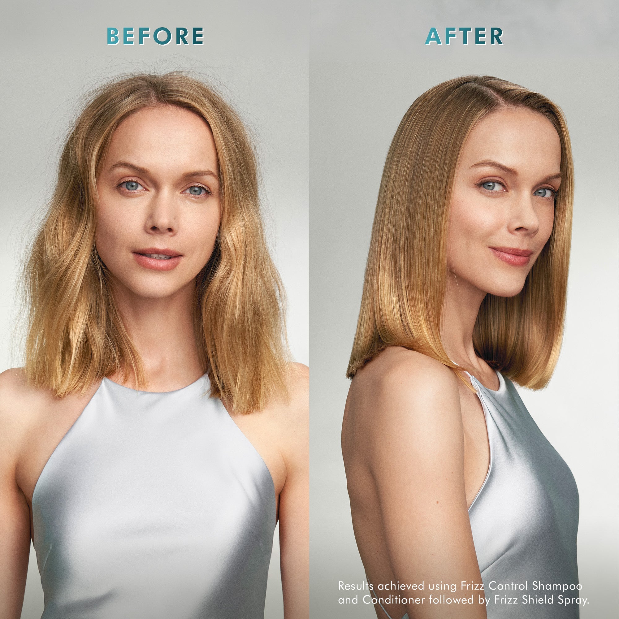 Frizz Control Shampoo and Conditioner Before and After  model images